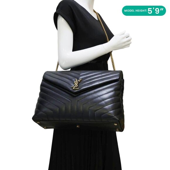 Yves Saint Laurent  Loulou Large Quilted Leather Crossbody Bag Black - Picture 2 of 13